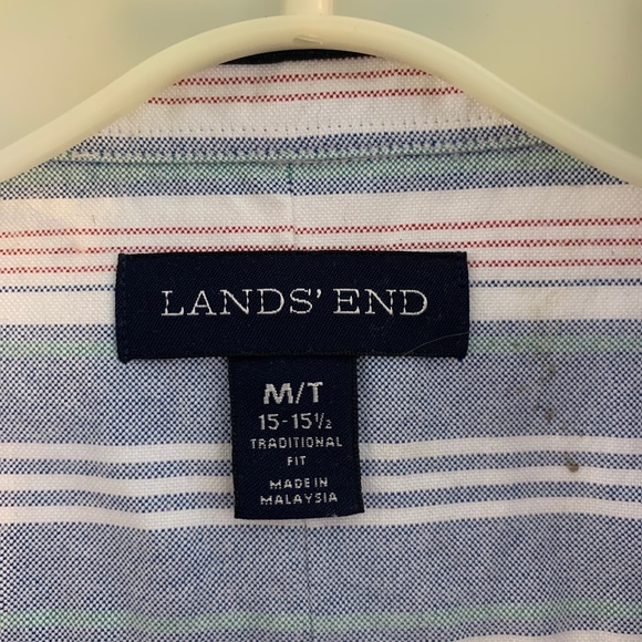 Lands End Men's Striped Button-Down Trad. Fit M/T - Picture 3 of 3